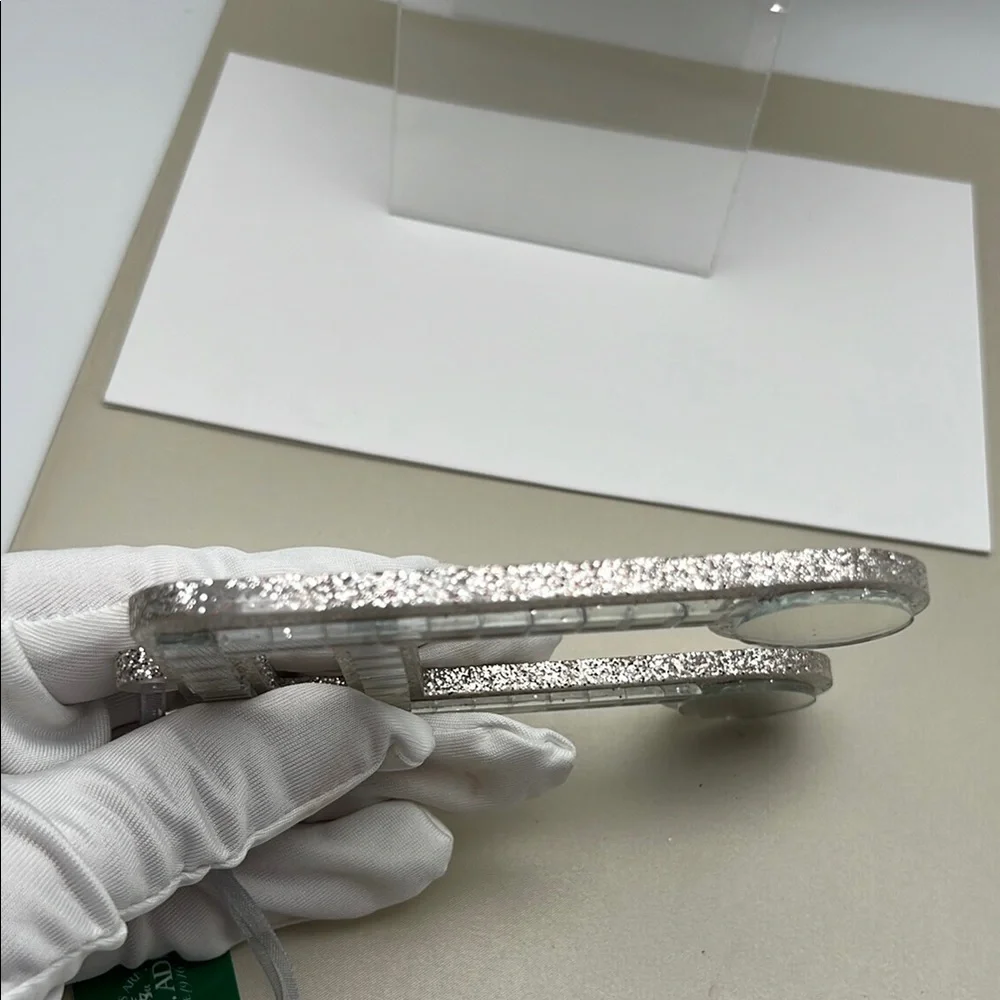 Silver / Glitter / Mirrors Music Note Ornament 4.5” H x 4.5” W x .25” D - Picture 5 of 15